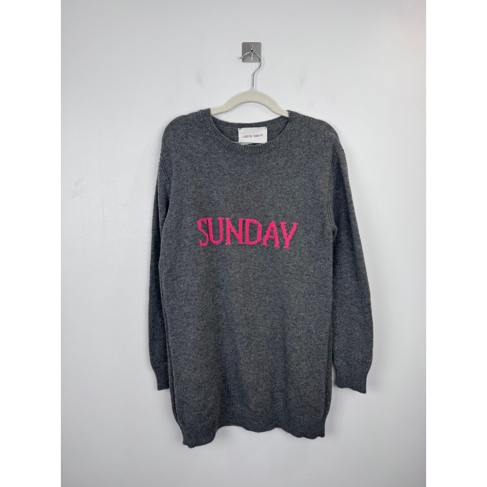 Alberta Ferretti Sunday Virgin Wool Grey Pink Sweater Women IT 40 US 4